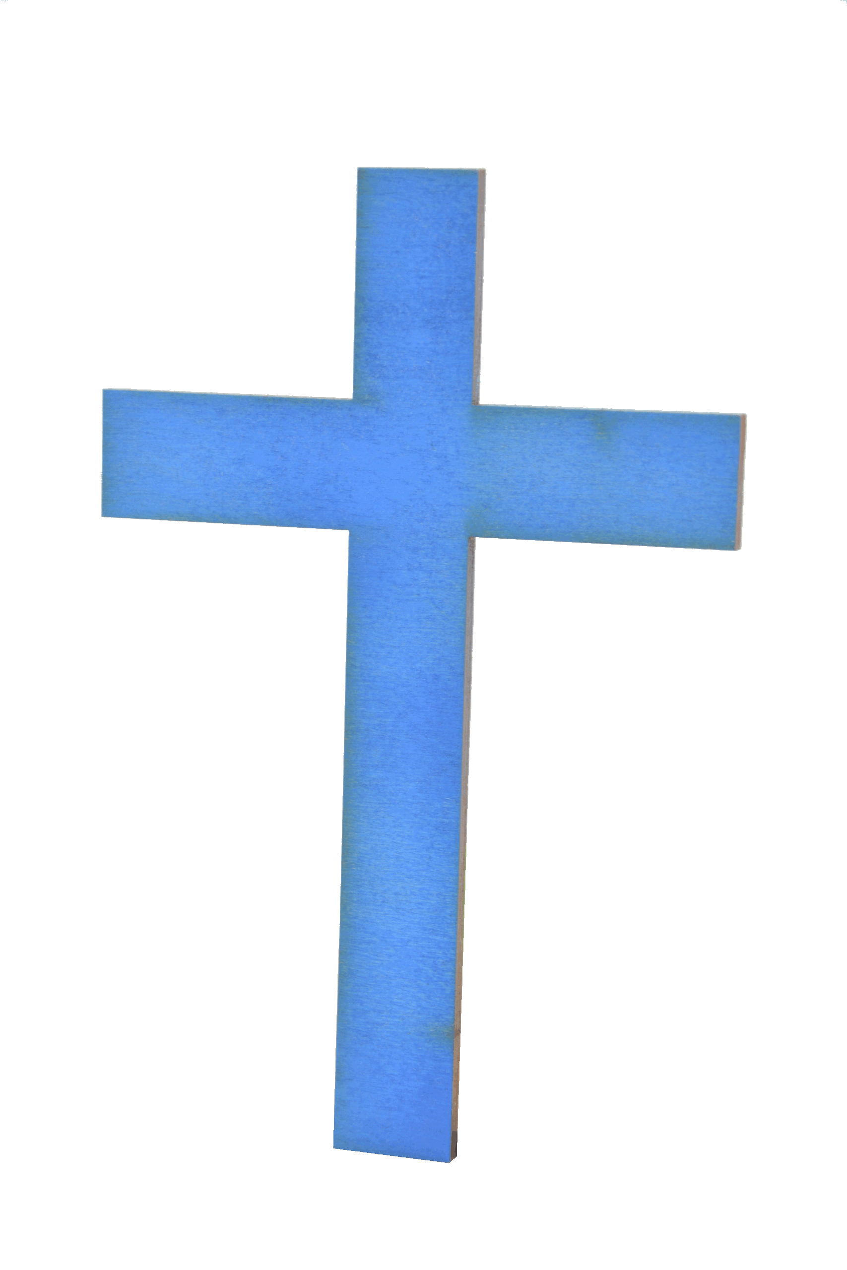 Kříž - bukový - gravírovaný - modrý