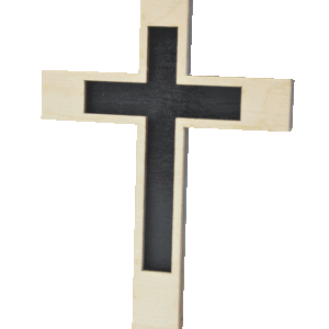 Kříž s křížovou siluetou - dřevěný - černý