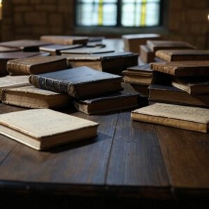 Knihy ze šestého století na stole