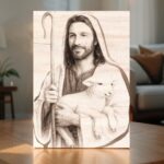 Dobrý pastýř - gravírovaný obraz