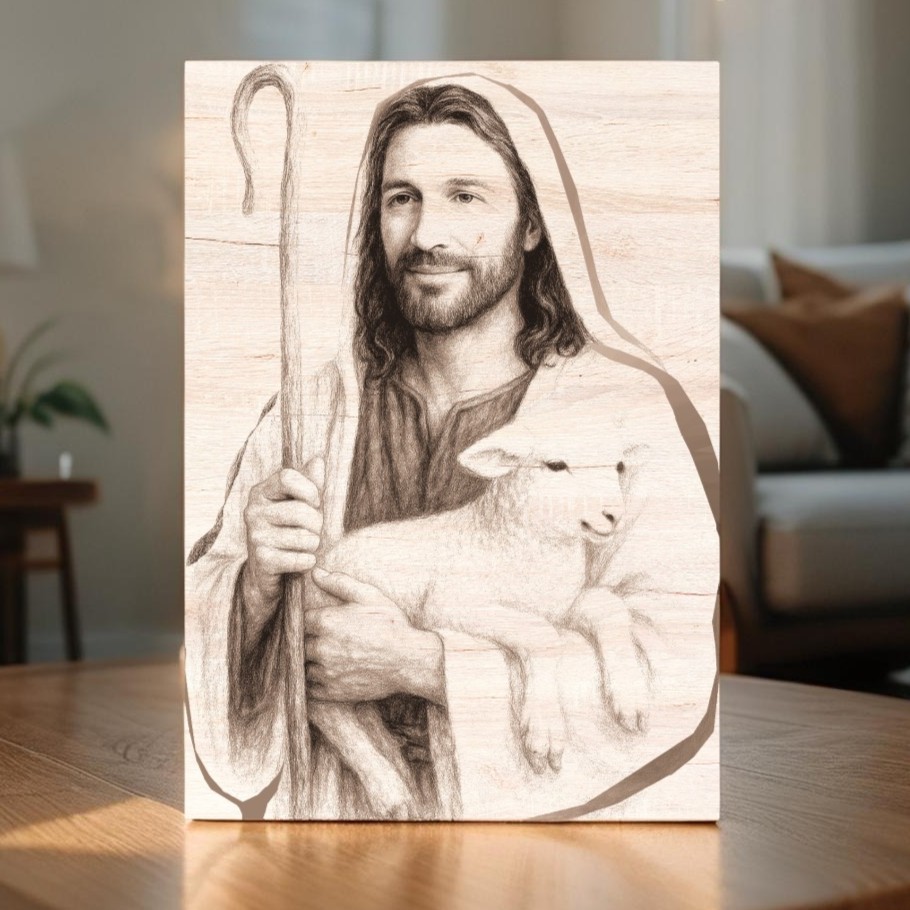 Dobrý pastýř - gravírovaný obraz