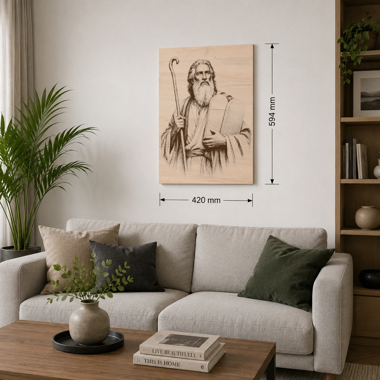Velkoformátový obraz s motivem Mojžíše A2 z bukové překližky, 420 × 594 mm